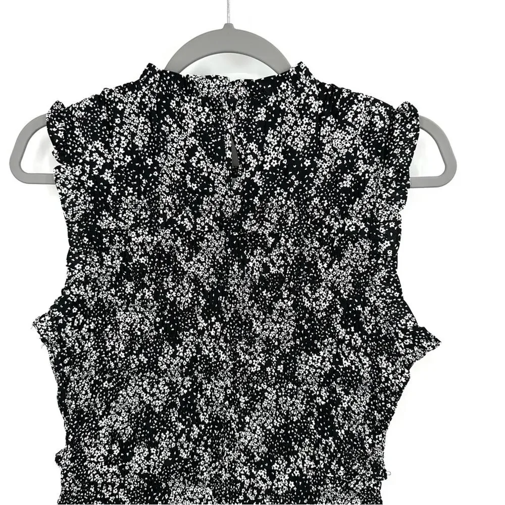 Madewell Smocked Crewneck Mini Dress in Floral Size 6